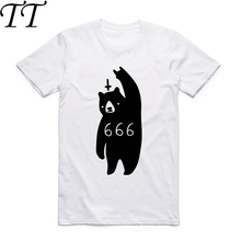 Camiseta satanás urso 2019 s-xxx 666, camisa moderna de manga curta com gola em o, camisetas casuais de verão, homme, hip hop, swag 2024 - compre barato