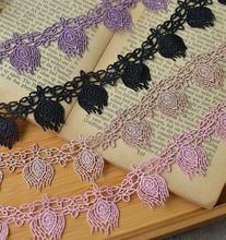 3 Meters Polyester 4 Colors Lace Trim Purple Black Apricot Pink Lace Fabric Trimmings 2.5cm Width 2024 - buy cheap