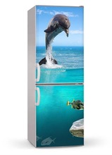 3D на заказ посудомоечная машина холодильник контактная бумага Дельфин прыжки морозильник наклейка панель Крышка настенный стикер домашний Декор подарок 2024 - купить недорого