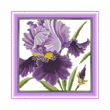 DIY Handmade Needlework Counted Cross Stitch Set Embroidery Kit 14CT Purple Flowers Pattern Cross-Stitching Home Decoration 2024 - buy cheap