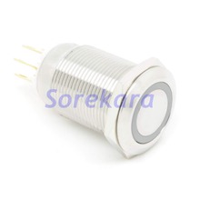 19mm Stainless Steel Ring LED Color White Latching 1NO 1NC Pushbutton Switch Pin Feet For Auto IP65 UL 6V/12V/24V/110V/220V 2024 - buy cheap