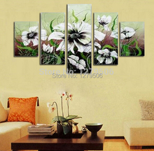 Handmade White Flower Paintings On Canvas Wall Art Abstract Picture White And Black Paintings Home Decoration For Living Room 2024 - buy cheap