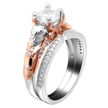 Hainon, nuevos 2 uds., conjuntos de anillos de calavera para mujeres, hombres, estilo Punk, joyería, encanto, conjuntos de anillos de Zirconia cúbica redonda blanca 2024 - compra barato