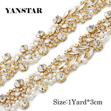 YANSTAR 3CM * 5 yardas corte de estrás Iron On vestidos de boda cinturón Rhinetones con cuentas de cristal en DIY fajas de novia Y973 2024 - compra barato