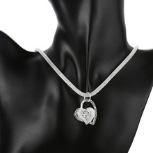 925 stamped silver plated mesh chain heart Necklaces for women. Charm Chain Solid Heart Pendant Choker Luxury Women Jewelry 2024 - buy cheap