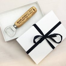 Personalized text happy father's day Bottle Opener Christmas Gifts, Engraved wedding Wood  Custom Bottle Opener with package box 2024 - buy cheap