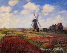 Landscape Oil Painting Field of Tulips in Holland by Claude Monet Room decor Hand painted High quality 2024 - buy cheap