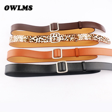 Non-porous knotted Leopard print Faux Leather no pin buckle belt female jeans fashion ladies Trousers Jean Strap Belts for Women 2024 - buy cheap
