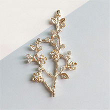 SEA MEW 20 PCS 3.7*6.4cm Fashion Metal Alloy KC Gold Branch Flowers Connectors Charm For Jewelry Making 2024 - buy cheap