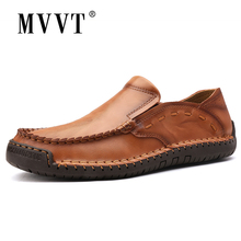 MVVT Confortáveis Homens Calçados Casuais Preguiçosos Homens Sapatos de Qualidade Sapatos De Couro de Divisão Dos Homens Apartamentos Sapatos Mocassins Venda Quente Plus Size 2024 - compre barato