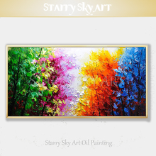 Free Shipping Hand-painted Knife Trees Painting Textured Knife Thick Painting Rich Colors Tree Oil Painting for Wall Decoration 2024 - buy cheap