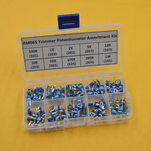 100 pçs/caixa RM065 Carbon Film Horizontal Trimpot Potenciômetro Kit Sortido 10 Valores Resistor Variável 2024 - compre barato