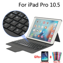 Funda para teclado para IPad Pro 10,5 2017 con Bluetooth, portafolio de piel sintética, funda vertical de cuero + flim + bolígrafo 2024 - compra barato