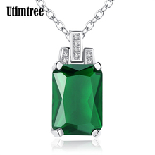 Utimtree colar com pingente prateado, joia feminina, grande, verde, cristal austríaco, de prata, colar de destaque para presentes de casamento 2024 - compre barato