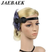 JAEBAEK 1920s Headpiece Vintage Feather Great Gatsby Headband Costume Accessories for Women 2024 - buy cheap