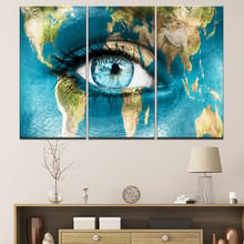 De la lona de Pintura Abstracta ojo Marina tierra mapa arte de pared imagen 5 piezas impresiones de alta definición cartel moderno para sala de estar dormitorio decoración para el hogar 2024 - compra barato