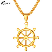 G Punk-colgante de acero inoxidable para collar Unisex, joyería, placa del timón, color amarillo y dorado, 316L, P1879G 2024 - compra barato