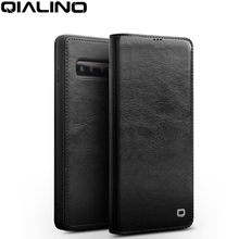 Funda con tapa Ultra delgada de cuero genuino QIALINO para Samsung Galaxy S10 Plus estilo de negocios cubierta de teléfono hecha a mano para Galaxy S10 2024 - compra barato