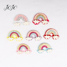 Jojo bow patches de glitter 7 peças, acessórios de feltro arco-íris ostentoso para scrapbooking, materiais adesivos, acessórios para cabeça diy 2024 - compre barato