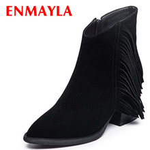 ENMAYLA de la motocicleta botas zapatos de mujer negro zapatos de tacones plataforma invierno botines de mujer de gran tamaño 34-41 zapatos casuales zapatos 2024 - compra barato