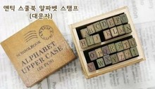 Free shipping digital letter vintage wool stamp wooden box 28pcs/box 2024 - buy cheap