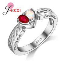 High Quality Solid 925 Sterling Silver Promise Rings for Women Anniversary Gift Romantic Jequirity Heart Charming Jewelry 2024 - buy cheap