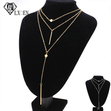 Ожерелье LXOEN многослойное в винтажном стиле женское, Чокеры с цепочкой и кристаллами в стиле панк, массивное богемное ювелирное изделие, хороший подарок 2024 - купить недорого