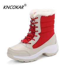 KNCOKAR New Autumn And Winter Styles Round Head High Help Warm Women's Shoes Fashion Lace-Up Waterproof Snow Boots Size35-41 2024 - buy cheap