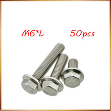 50pcs/lot DIN6921 Stainless steel hex flange bolt serrated flanged bolt M6*8/10/12/16/20/25/30/35/40/45/50/55/60 2024 - buy cheap