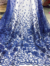 Latest lace style Royal Blue african lace fabric high quality nigerian bridal mesh french lace 2018 wine black green tulle lace 2024 - buy cheap