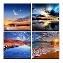 Canvas Prints Paintings Home Decor 5 Pieces Blue Sky Seaside Reef Pictures Sunset Seascape Poster Wall Art No Frame 2024 - buy cheap