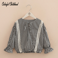 Fashion Children Casual Long Sleeve Stripe Shirts Kids Spring Autumn Pattern Coat Blouse Baby Girls School Cotton Clothes 2024 - buy cheap