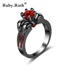 Skull Ring For Women Red Punk Style  Charm Black Round Cubic Zirconia Ring Jewelry Dropshipping 2024 - buy cheap