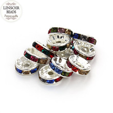 Linsoir 50pcs Gold Silver Color Spacer Beads metal Rhinestone Crystal Beads For Diy Jewelry Making Wholesale 2/4/8mm 2024 - buy cheap
