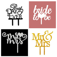 My Love Wedding Bride Groom Mr & Mrs Acrylic Cake Flags Eat Drink and Married Cake Topper Wedding Anniversaire Party Cake Decor 2024 - buy cheap