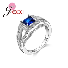 Joyería elegante de lujo de moda azul CZ mujeres Anillos De Compromiso anillo de Plata de Ley 925 2024 - compra barato