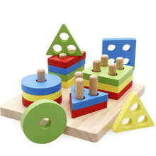 Quebra-cabeça 3d de madeira em forma geométrica, brinquedos educativos para crianças, presentes, brinquedos de madeira engraçados, brinquedos de bebês montados 2024 - compre barato