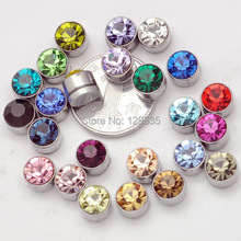 Wholesale 7mm titanium steel No pierced Women Men Magnetic stud earrings Austrian crystal 2024 - buy cheap