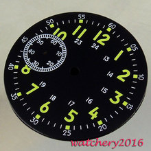Esfera de reloj de 38,9mm para hombre, esfera negra y verde con números compatibles con el movimiento 6497, novedad 2024 - compra barato