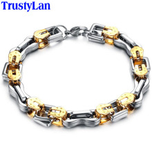 TrustyLan 9MM Wide Gold Color Chain Men Bracelet Stainless Steel Friendship Mens Bracelets Jewelry Accessory Armband Bangle 2024 - buy cheap