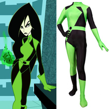 Disfraz de Super villana Kim Possible Shego para niños y niñas, traje de Lycra, licra, Zentai, para Halloween 2024 - compra barato