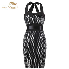 Plus Size Women Clothing Polka Dot Summer Party 50s Vintage Dress vestidos Halter Black Sexy Bandage Bodycon Office Dress VD0242 2024 - buy cheap