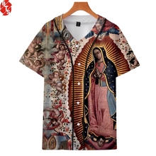 Мужская/Женская бейсбольная Футболка Our Lady of Guadalupe, модная повседневная футболка с коротким рукавом и 3D-принтом размера плюс, 2018 2024 - купить недорого