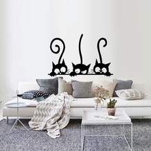 Adesivo de parede de gato preto fofo 20*30cm, faça você mesmo, decoração de casa fofa de animal, sala de estar, arte de decoração de quartos infantis 2024 - compre barato