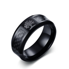 8 мм мужское кольцо из нержавеющей стали, углеродное волокно, дерево жизни, юбилей, винтажное черное кольцо, удобная посадка, модные ювелирные изделия 2024 - купить недорого