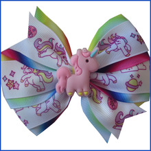 50 BLESSING Girl 4.5" Two Tone Wendy Hair Bow Clip Rainbow Unicorn Pony Hairbow 2024 - buy cheap
