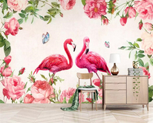 Beibehang Custom 3d wallpaper mural Nordic vintage rose flamingo TV sofa background wall papel de parede wallpaper home decor 2024 - buy cheap