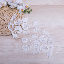 100 piezas apliques de encaje blanco 25x15cm recorte de encaje DIY cuello con flores Floral bordado encaje de poliéster accesorios tejido de costura 2024 - compra barato