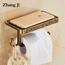 Zhang Ji Bathroom Antique Toilet Paper Holder Brass Roll paper Holder with Phone Shelf Retro Tissue Metal Paper Holder 2024 - buy cheap