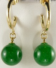 wholesale Charming 12mm green Natural Stone bead 18kgp earrings 2024 - buy cheap